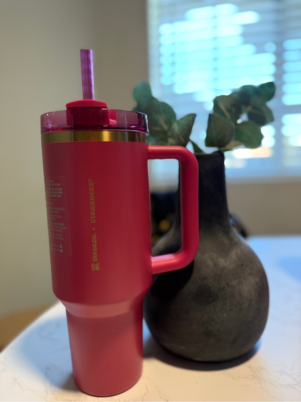 Stanley Pink Travel Tumbler with Straw